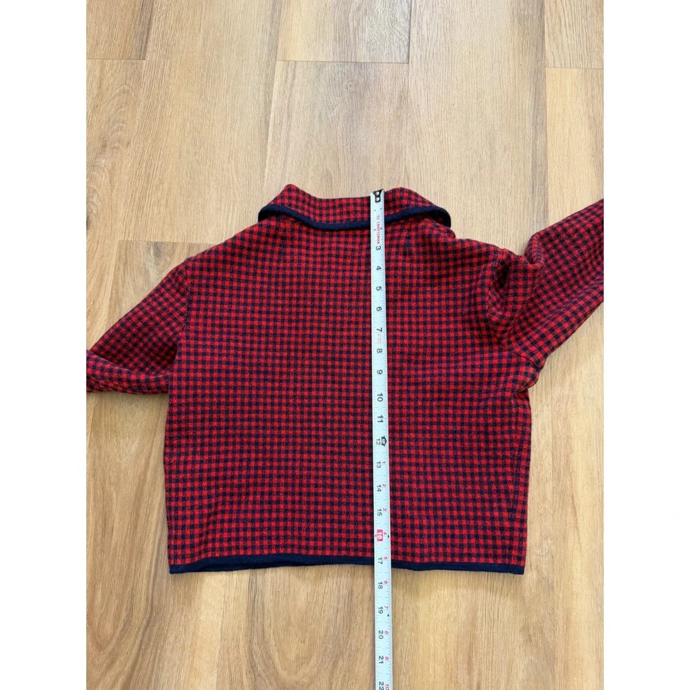 Vtg Marchesa di Gresy I Magnin 100% Wool Gingham Cropped Jacket military